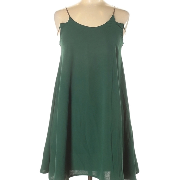 AX Paris chiffon flowey chanun strap slip dress in dark olive green - Picture 1 of 7